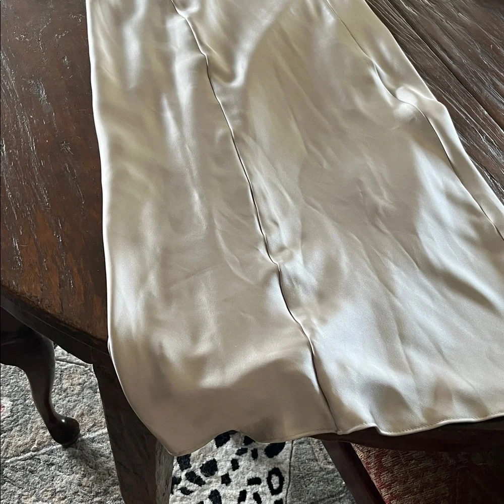 Satin Slip Midi Dress in Ivory - Picture 2 of 3